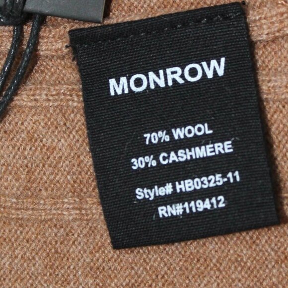 Monrow Wool Cashmere Ribbed Light Brown Pants Size Large‎ NWT - Picture 5 of 6